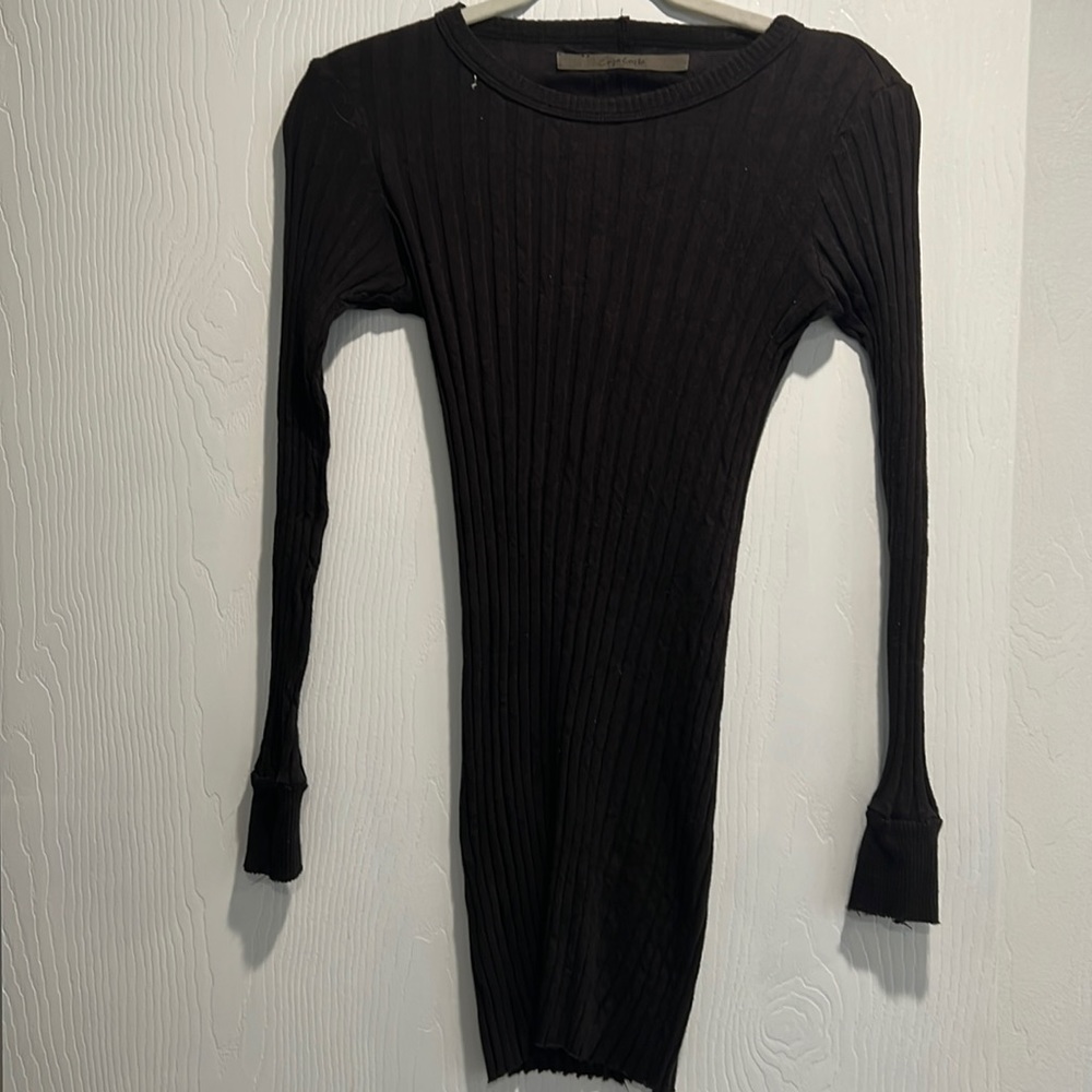 Enzo Costa ribbed brown long sleeve dress size small